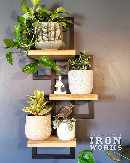 Metal Framed Triple Floating Shelves, Staggered Shelves - The DecFair